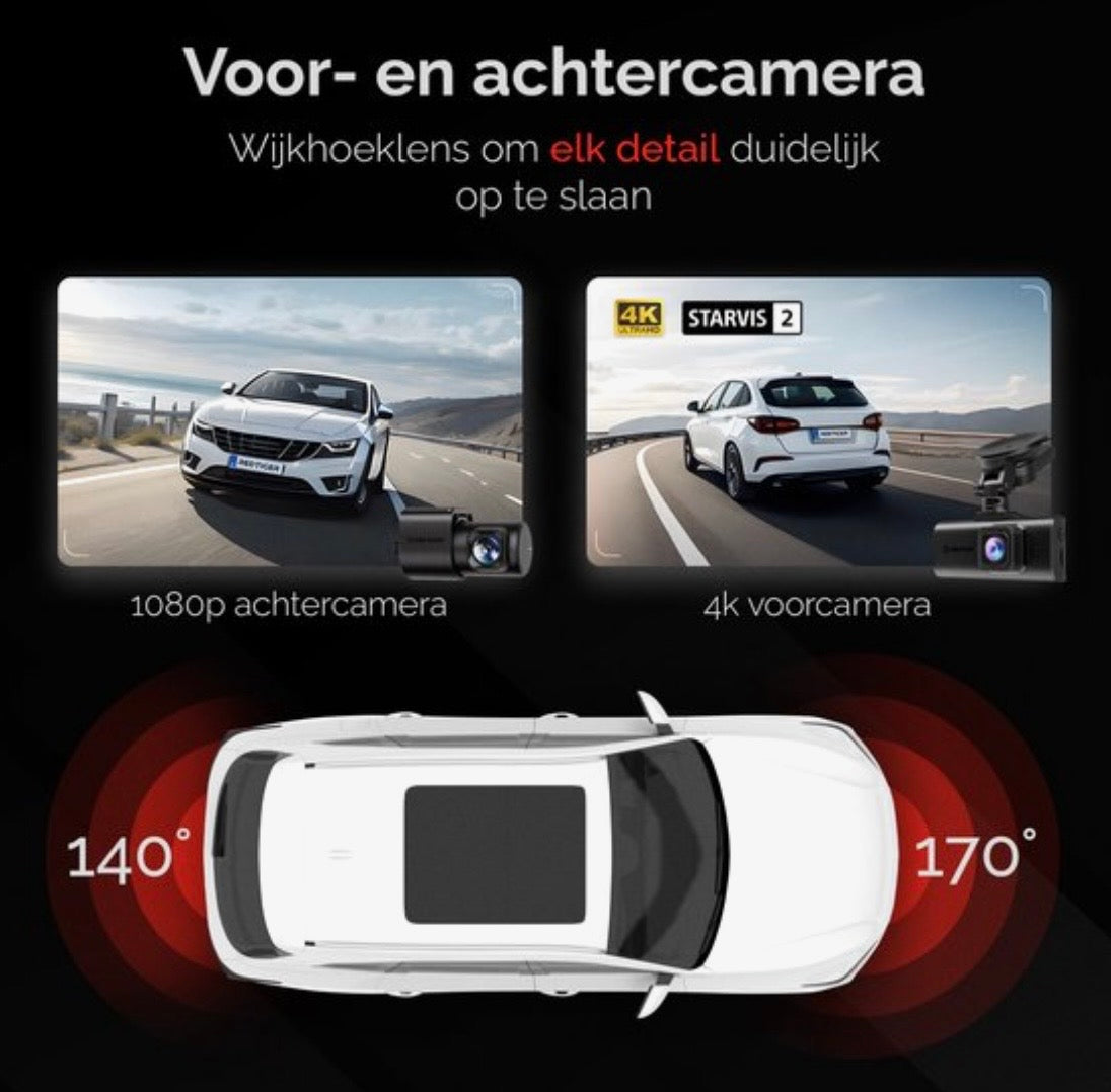 REDTIGER F7N Touch Pro – 4K Dual Dashcam met GPS, WiFi & 128GB