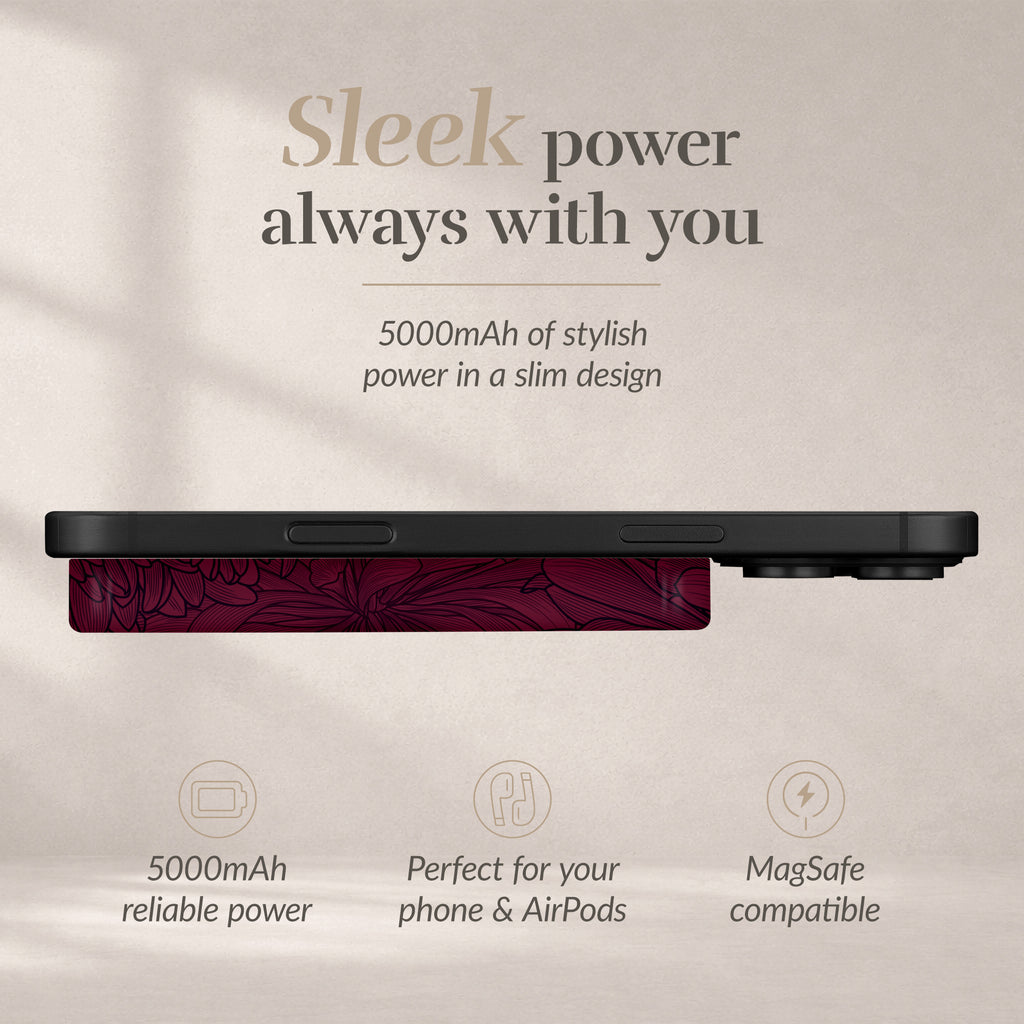 Mio By Mobilize Mio Powerbank 5000Mah With Double Sided Magsafe Compatibility Berry Blooms - Matt
