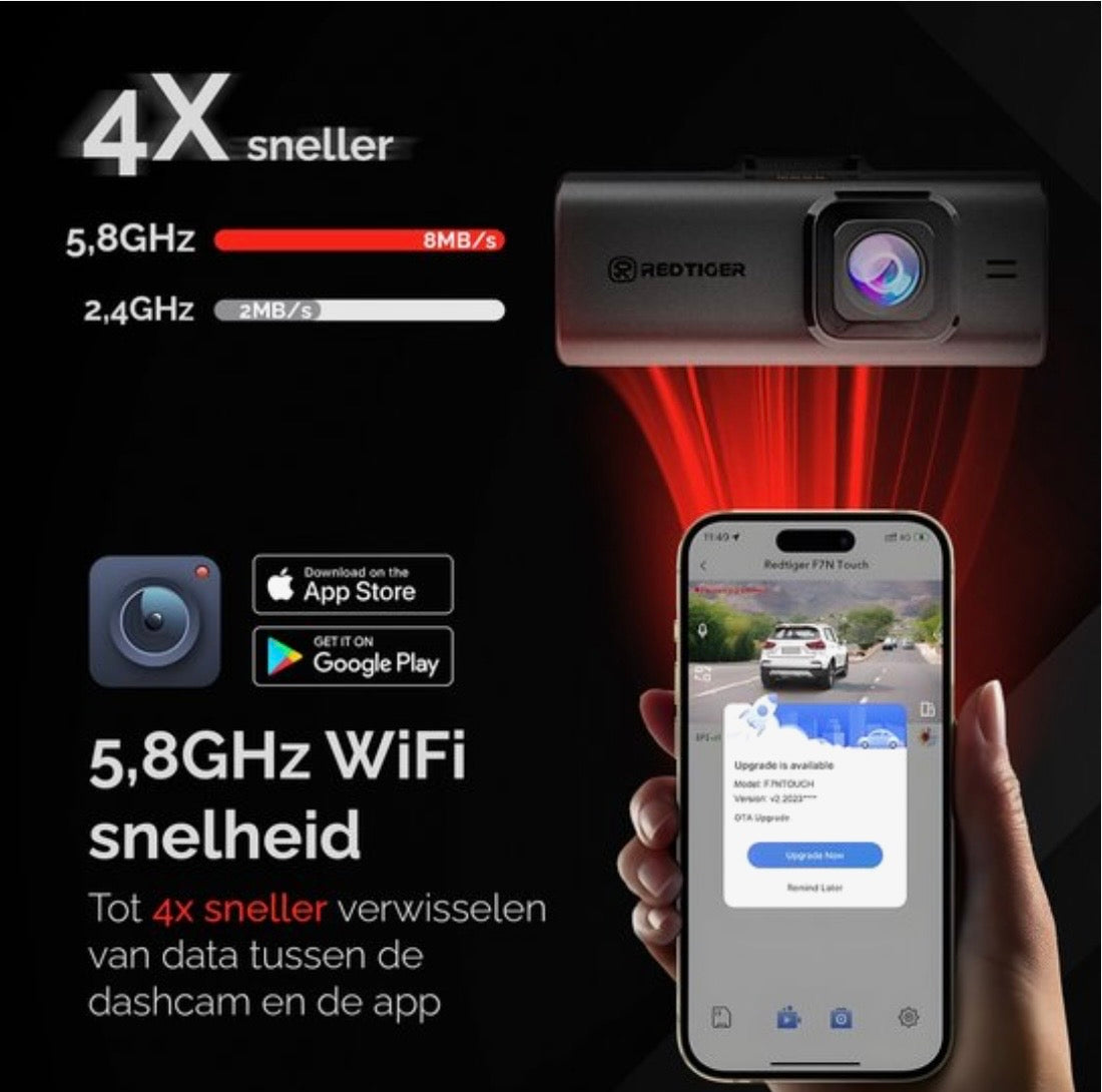 REDTIGER F7N Touch Pro – 4K Dual Dashcam met GPS, WiFi & 128GB